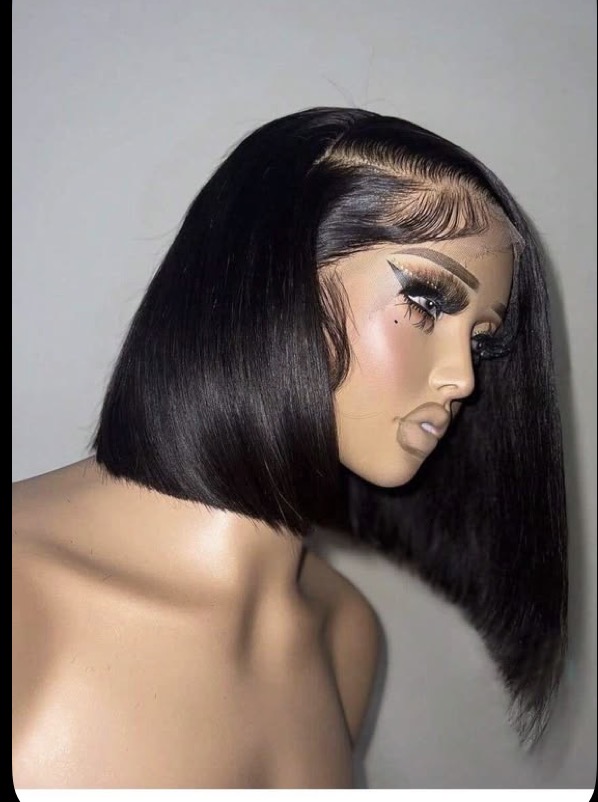 Straight Black Bob 100% human hair wig